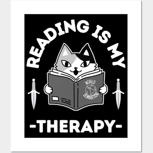 Reading Is My Therapy.Cat Reading Posters and Art